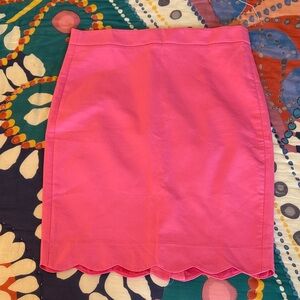 J. Crew Vibrant Pink Pencil Skirt with Scalloped Hem